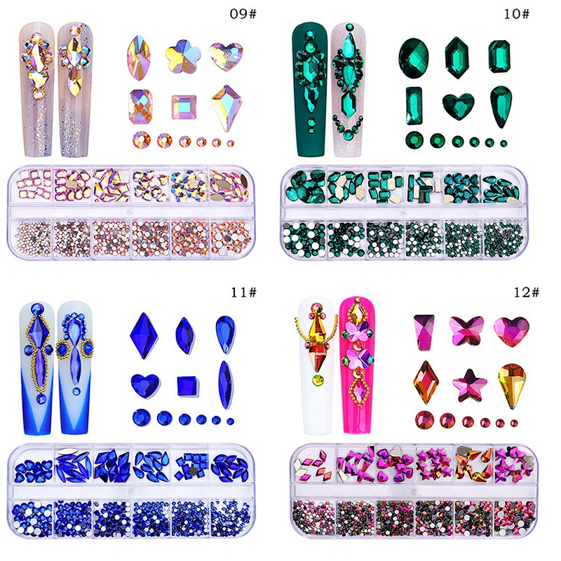 12 Grids Nail Art Decoration Rhinestone